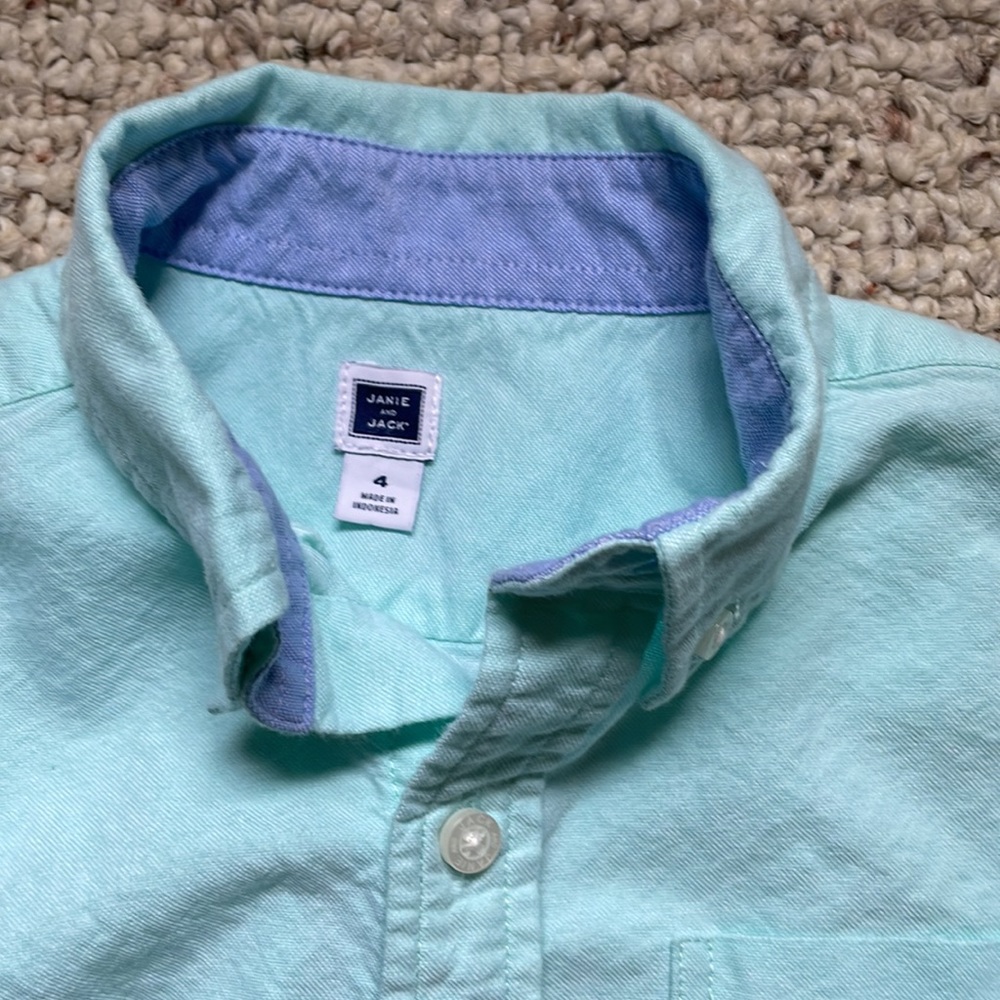 Janie and Jack light green button down - Picture 2 of 3